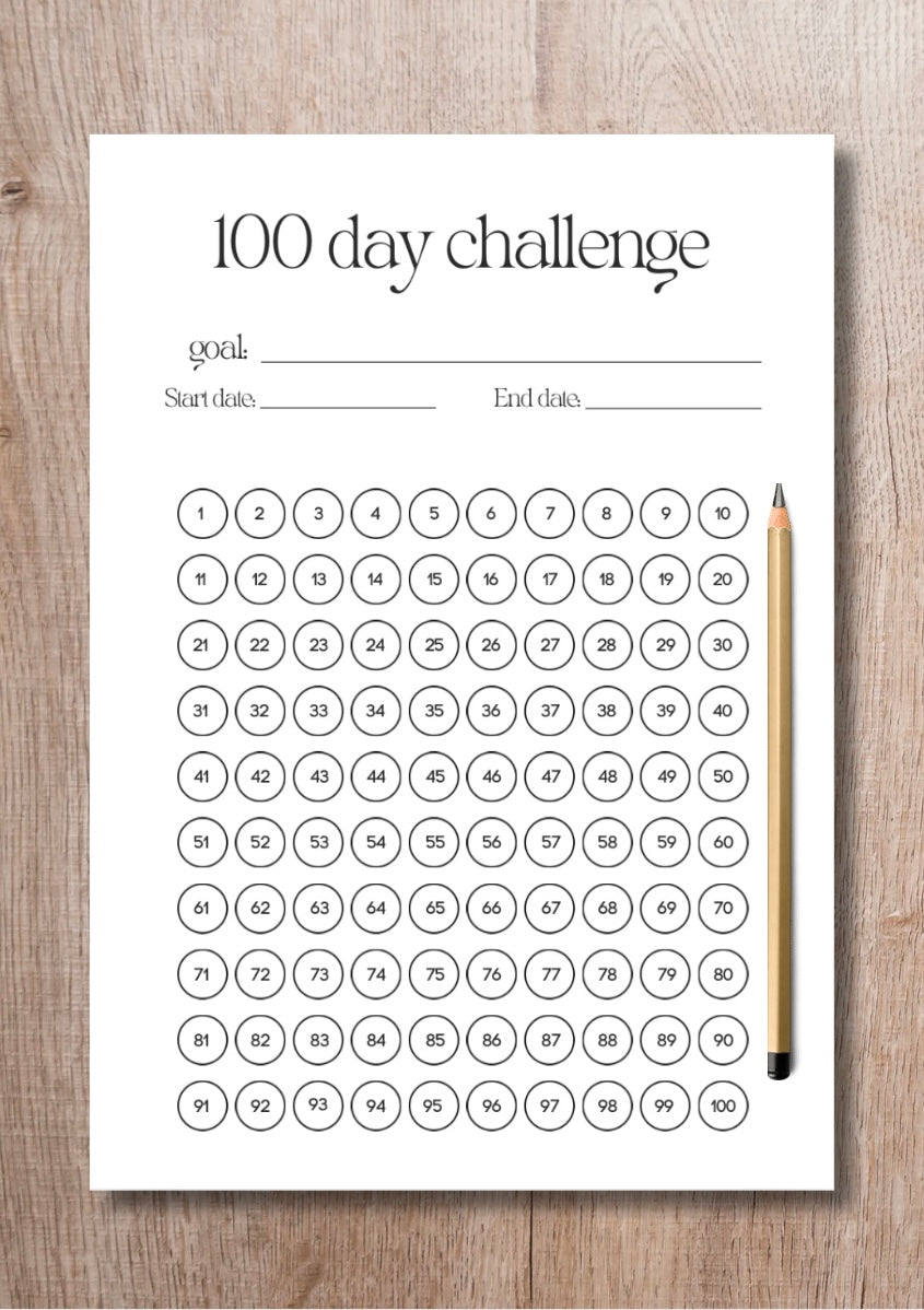 100 day habit tracker, challenge